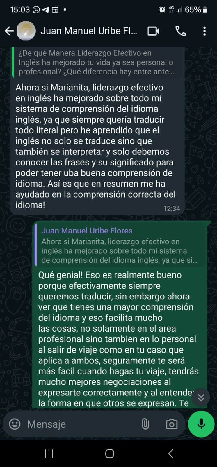 Testimonio estudiante